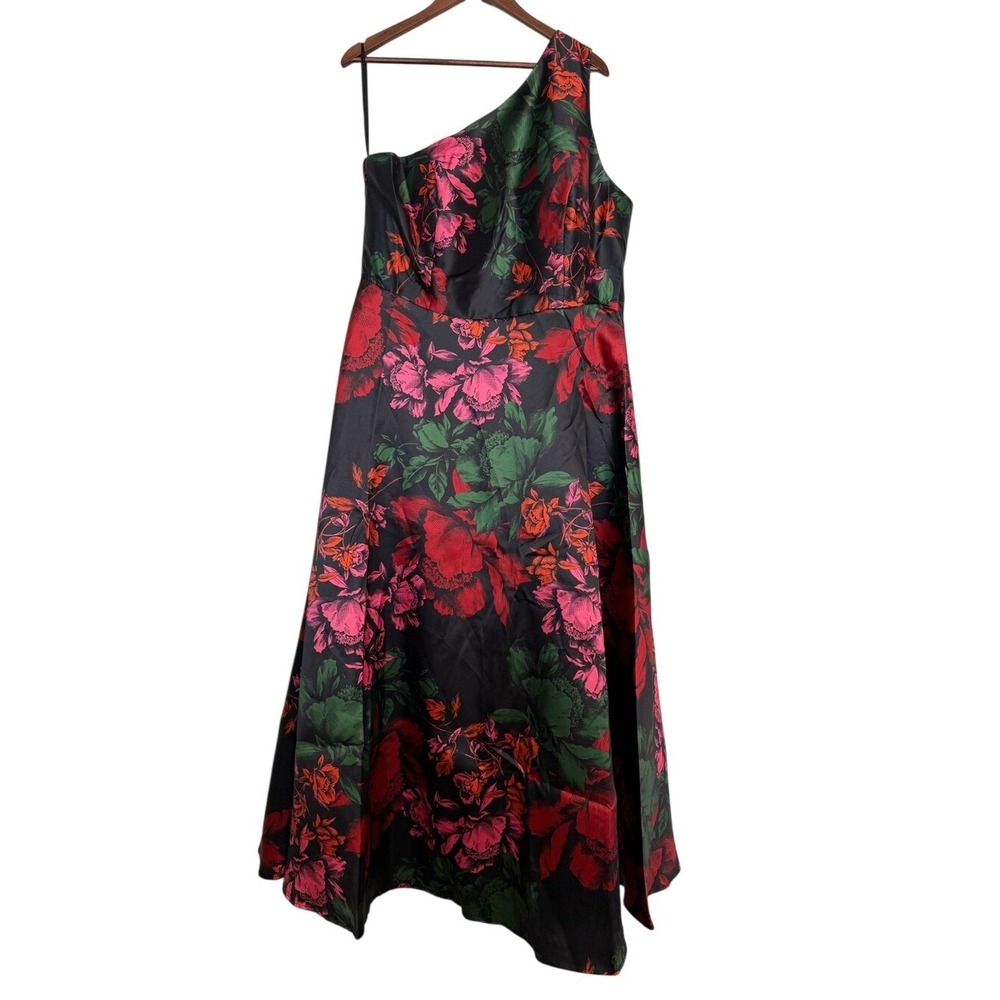 Hutch Cassandra One Shoulder Floral Mikado A-Line Maxi Gown Size 22W NWT - Picture 2 of 4